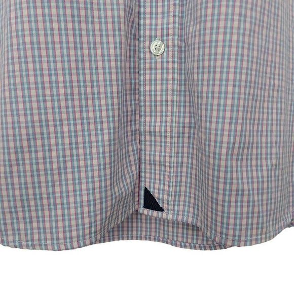 Untuckit Shirt Mens Large Blue Button Up Checks Long Sleeve 100% Cotton Casual - Picture 4 of 11